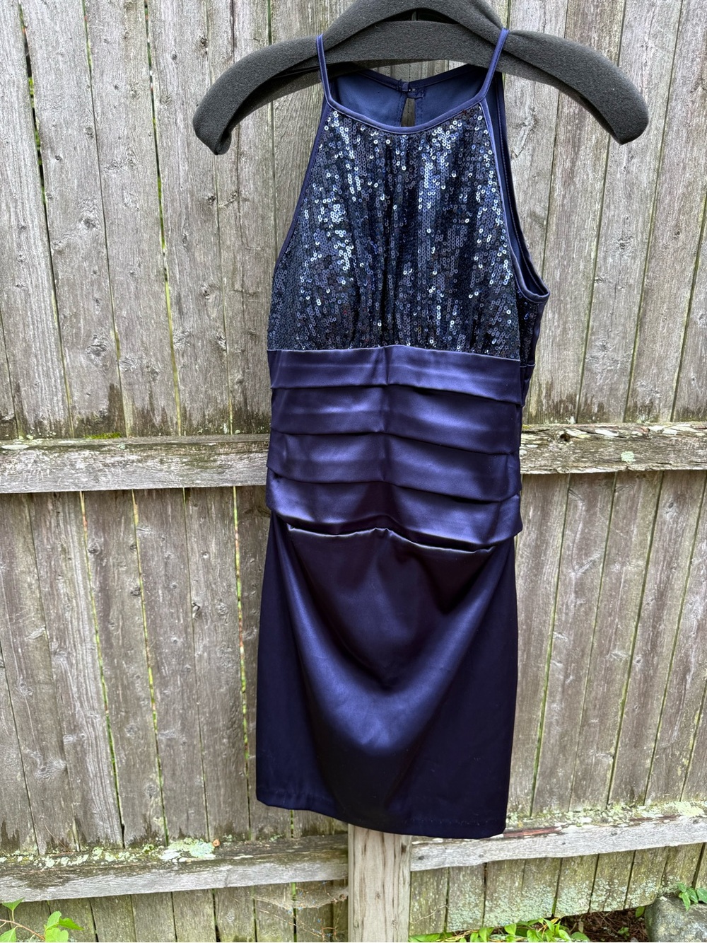B Darlin Navy Sequin Halter Mini Dress